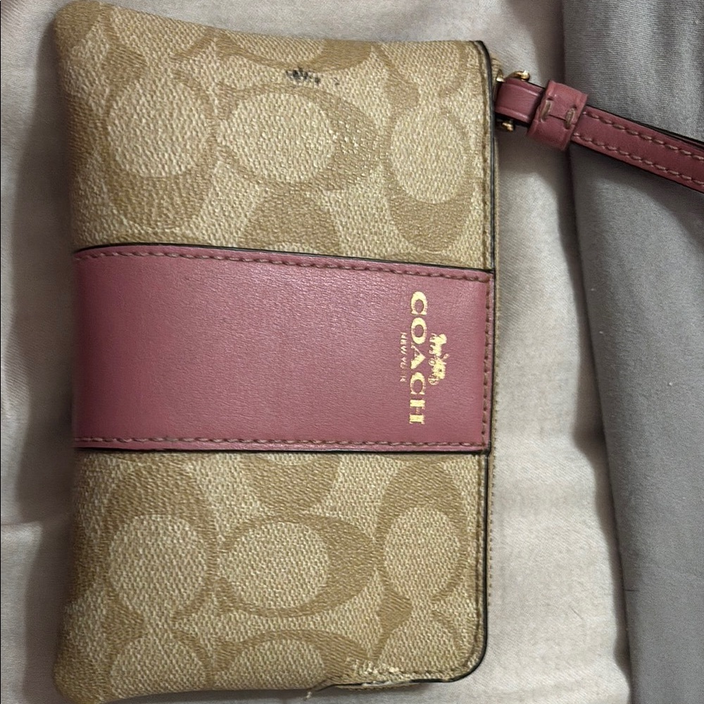 Coach Beige and Mauve Wristlet